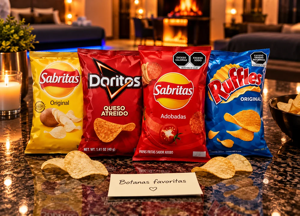 Sabritas: Papas amarillas, doritos, ruffles o adobadas (45gr)